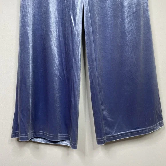 Christian Lacroix Medium Velour Wide Leg Pleated Pants Elastic Waist Light Blue - Picture 6 of 16